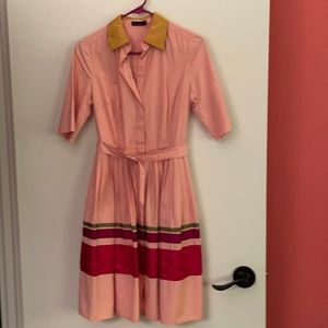 Multicolored belted shirt dress